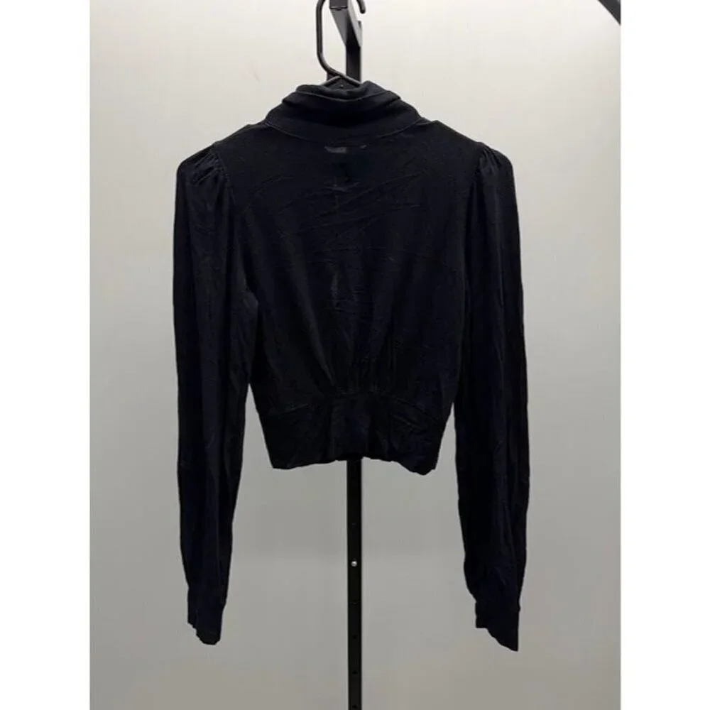 Free People First Love Long Sleeve Black Top